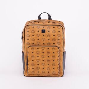 MCM Aren Visetos Logo Monogram Medium Backpack